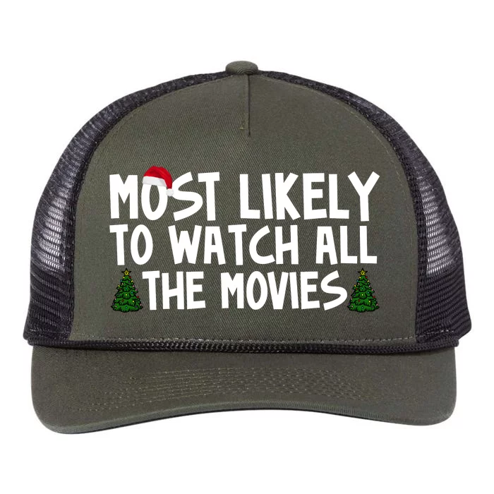 Most Likely To Watch All The Movies Christmas Retro Rope Trucker Hat Cap