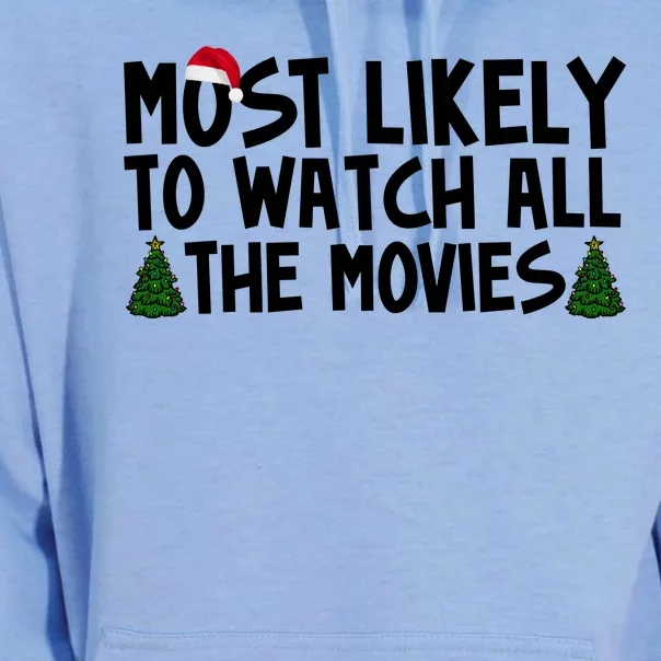 Most Likely To Watch All The Movies Christmas Unisex Surf Hoodie