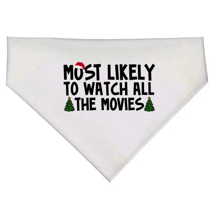 Most Likely To Watch All The Movies Christmas USA-Made Doggie Bandana