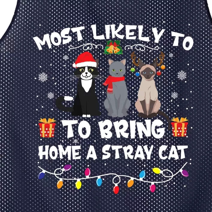 Most Likely To Bring Home A Stray Cat Matching Christmas Mesh Reversible Basketball Jersey Tank