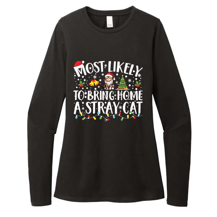 Most Likely To Bring Home A Stray Cat Matching Christmas Womens CVC Long Sleeve Shirt