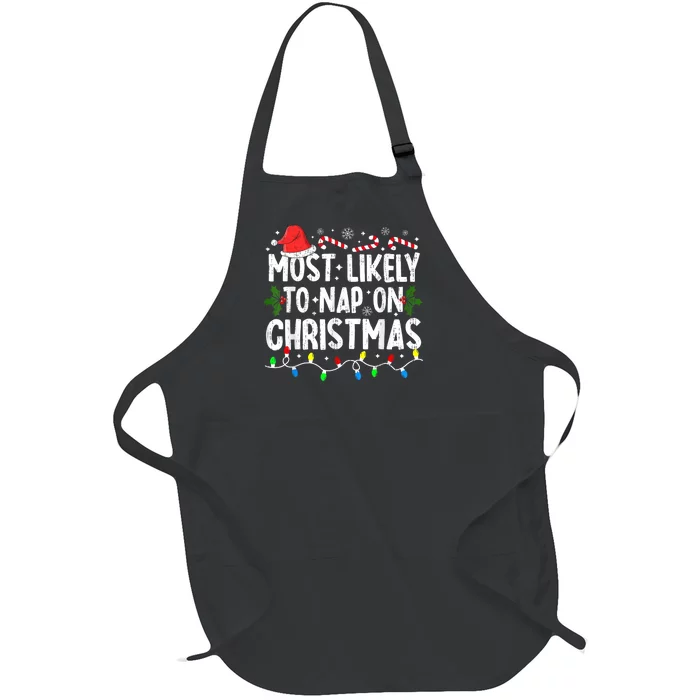 Most Likely To Nap On Christmas Full-Length Apron With Pocket