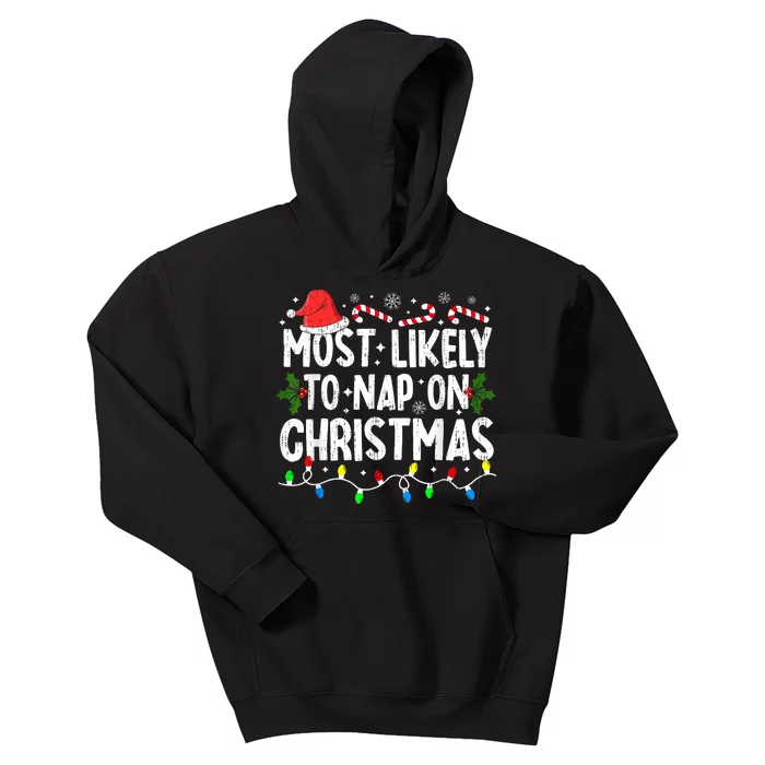 Most Likely To Nap On Christmas Kids Hoodie