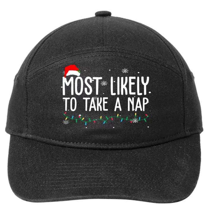 Most Likely To Take A Nap Funny Christmas 7-Panel Snapback Hat