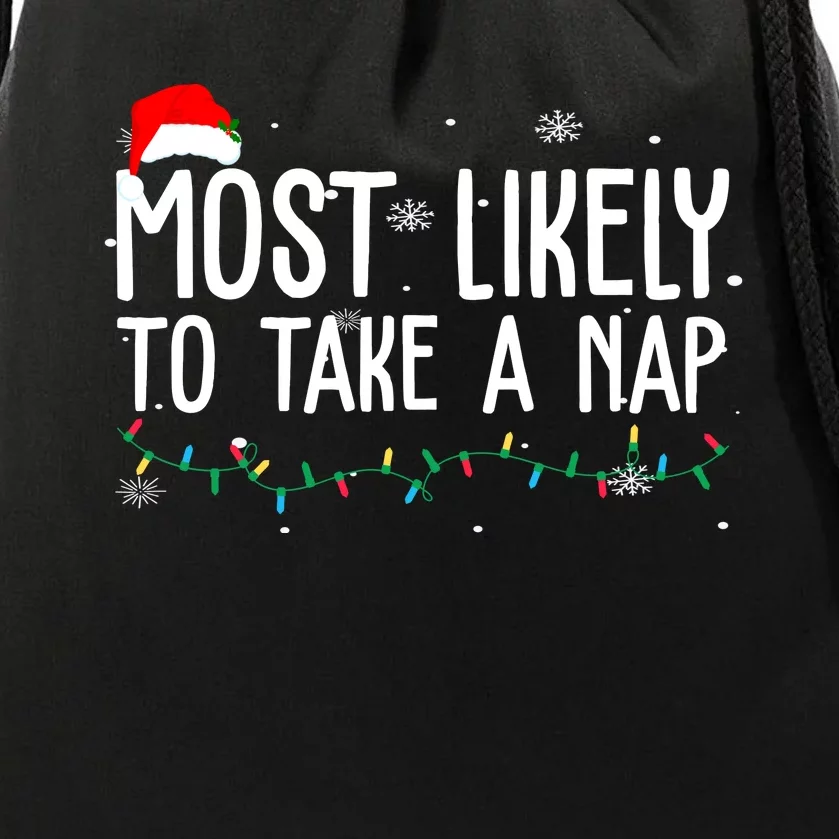 Most Likely To Take A Nap Funny Christmas Drawstring Bag