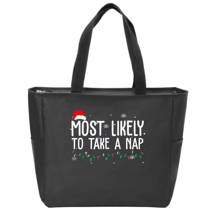 Most Likely To Take A Nap Funny Christmas Zip Tote Bag