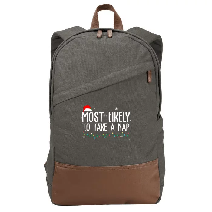 Most Likely To Take A Nap Funny Christmas Cotton Canvas Backpack