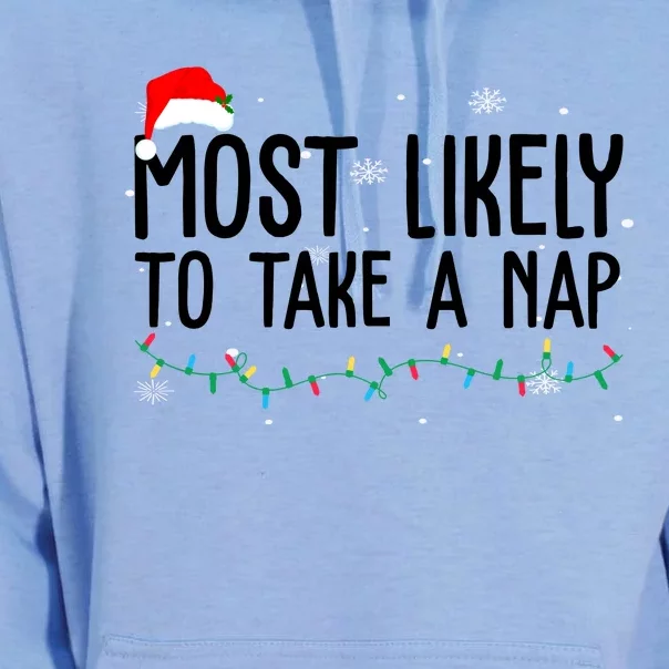 Most Likely To Take A Nap Funny Christmas Unisex Surf Hoodie