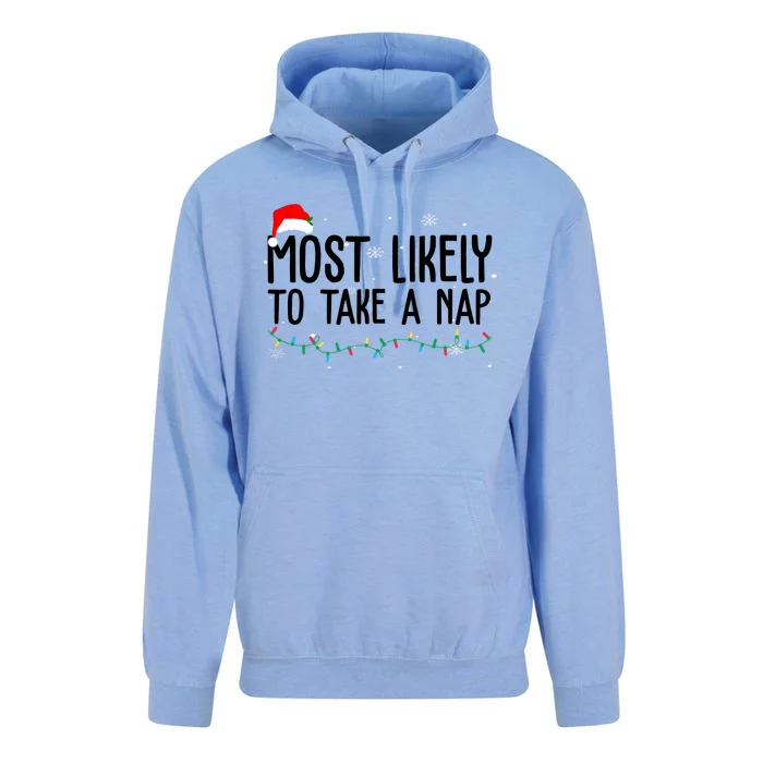 Most Likely To Take A Nap Funny Christmas Unisex Surf Hoodie