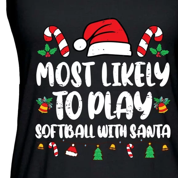 Most Likely To Go To Play Softball With Santa Ladies Essential Flowy Tank