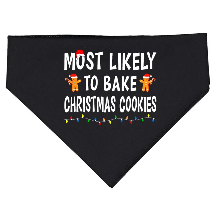 Most Likely To Bake Christmas Cookies Family Xmas Matching USA-Made Doggie Bandana