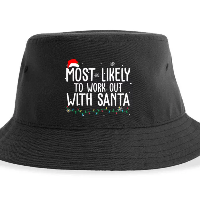 Most Likely To Work Out With Santa Funny Christmas Sustainable Bucket Hat