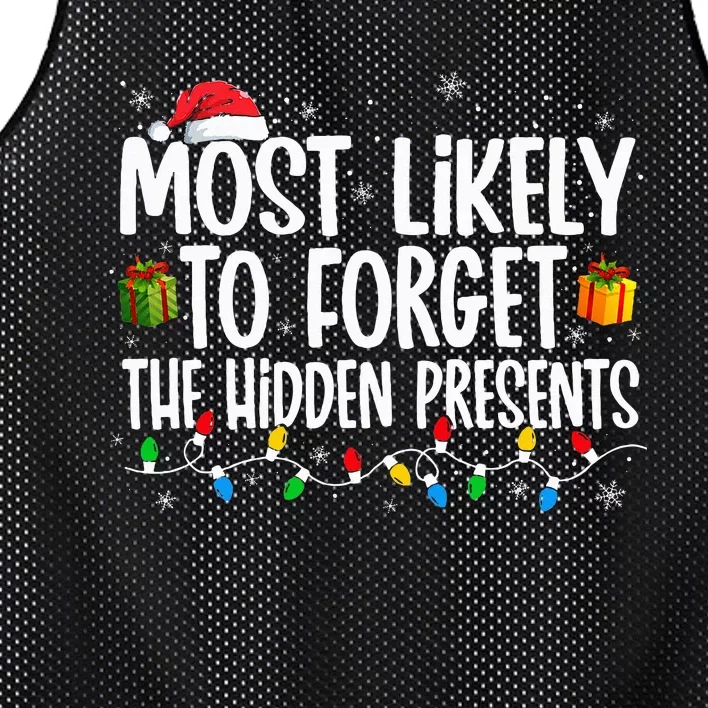 Most Likely To Forget The Hidden Presents Family xmas Mesh Reversible Basketball Jersey Tank