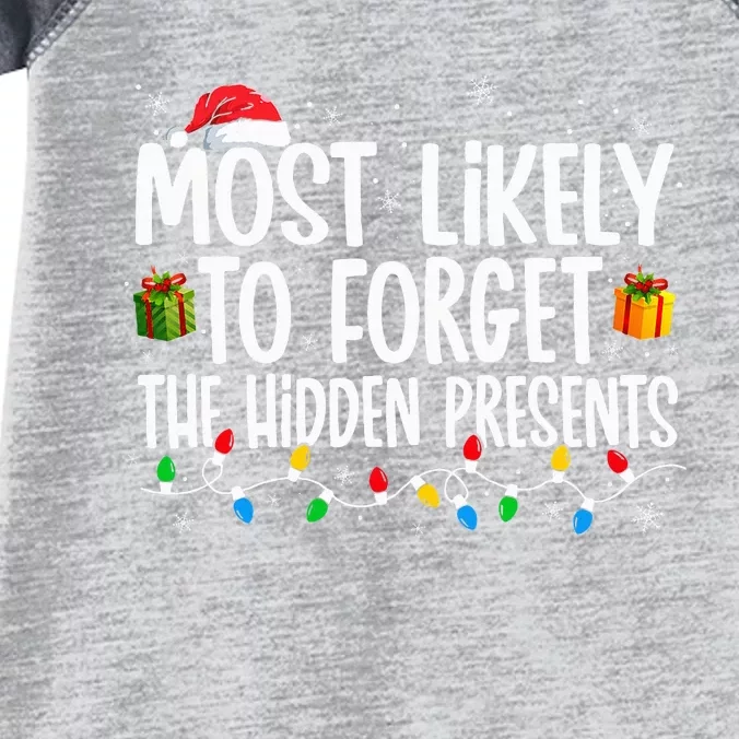 Most Likely To Forget The Hidden Presents Family xmas Infant Baby Jersey Bodysuit