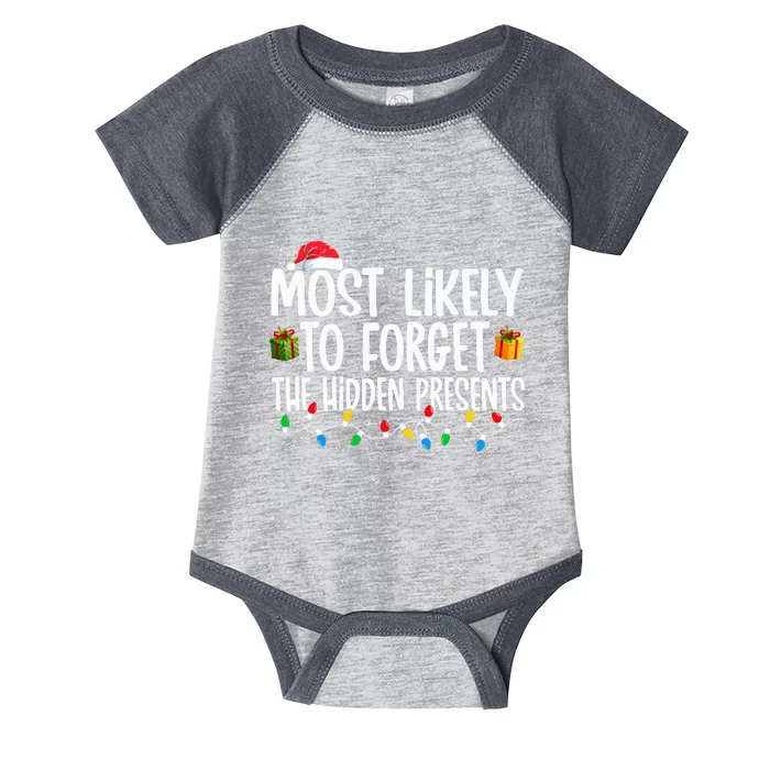 Most Likely To Forget The Hidden Presents Family xmas Infant Baby Jersey Bodysuit