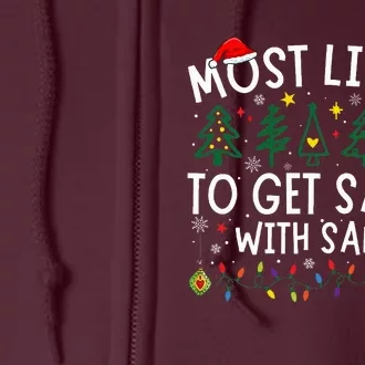 Most Likely To Get Sassy With Santa Matching Christmas Full Zip Hoodie