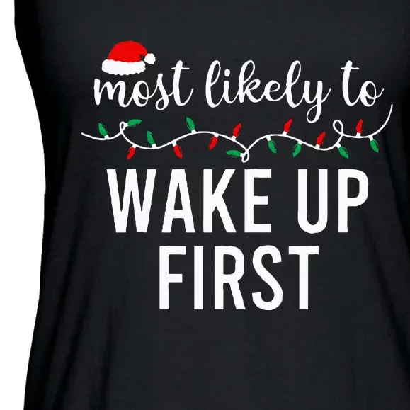 Most Likely To Christmas  Matching Family Pajamas Funny Ladies Essential Flowy Tank