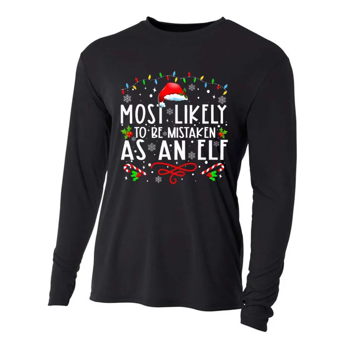 Most Likely To Be Mistaken As An Elf Funny Family Christmas Cooling Performance Long Sleeve Crew