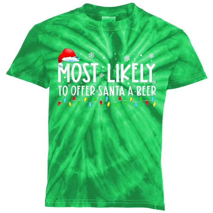 Most Likely To Offer Santa A Beer Funny Drinking Christmas Kids Tie-Dye T-Shirt