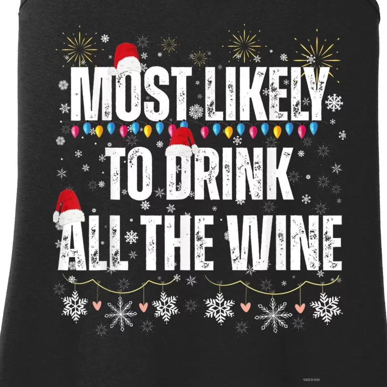 Most Likely To Drink All The Wine Santa Family Matching Ladies Essential Tank