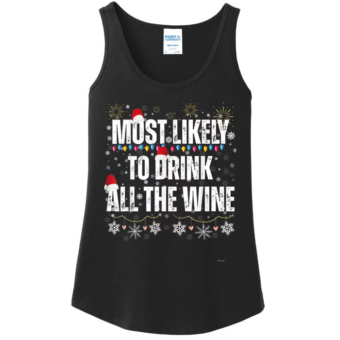 Most Likely To Drink All The Wine Santa Family Matching Ladies Essential Tank