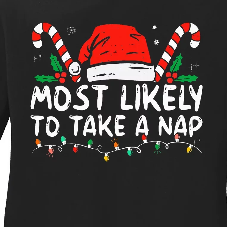 Most Likely To Take A Nap Family Matching Christmas Ladies Long Sleeve Shirt