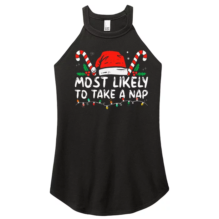 Most Likely To Take A Nap Family Matching Christmas Women’s Perfect Tri Rocker Tank