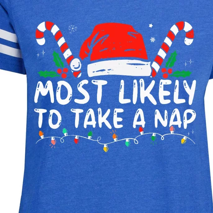 Most Likely To Take A Nap Family Matching Christmas Enza Ladies Jersey Football T-Shirt