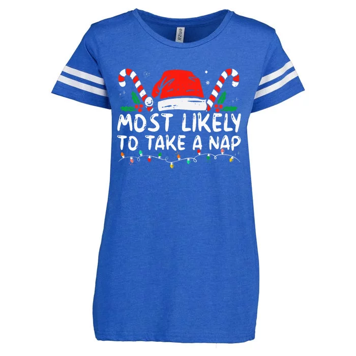 Most Likely To Take A Nap Family Matching Christmas Enza Ladies Jersey Football T-Shirt