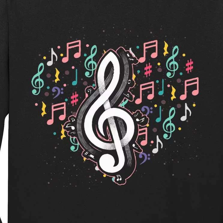 Music Lover Treble Clef Heart Music Notes Musician Music Long Sleeve Shirt