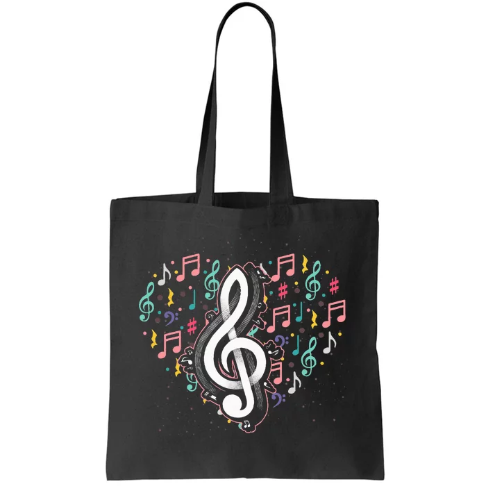 Music Lover Treble Clef Heart Music Notes Musician Music Tote Bag