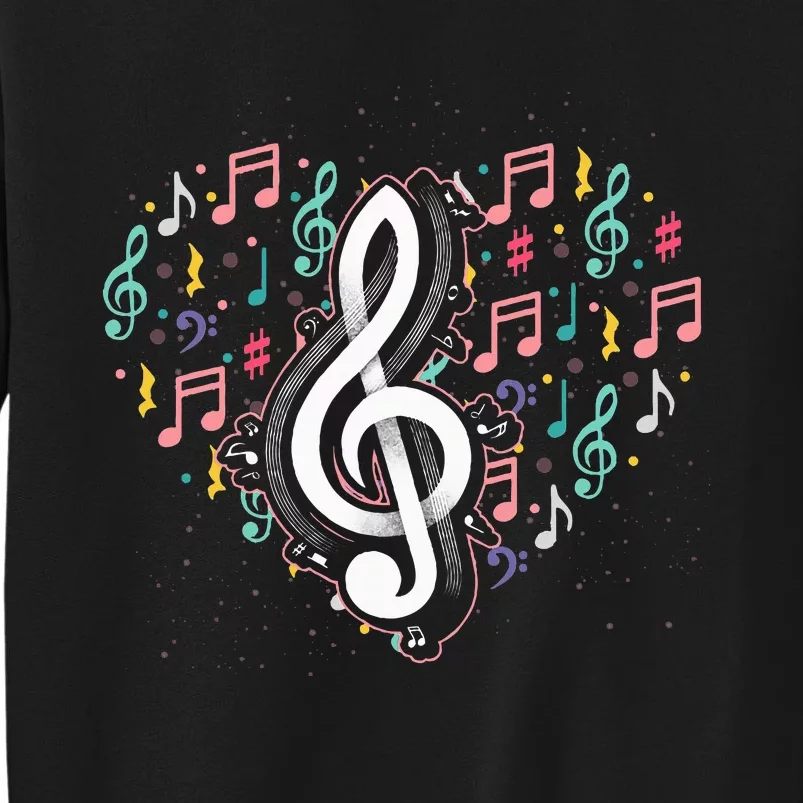 Music Lover Treble Clef Heart Music Notes Musician Music Tall Sweatshirt