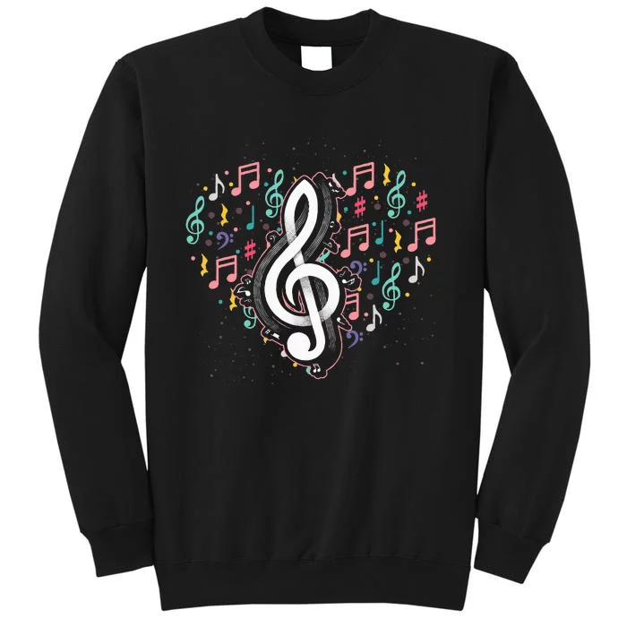 Music Lover Treble Clef Heart Music Notes Musician Music Tall Sweatshirt