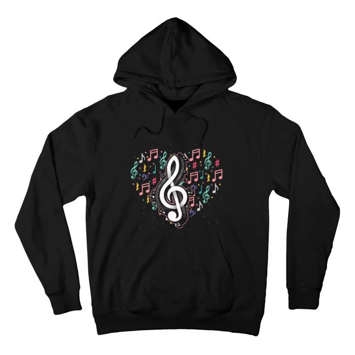 Music Lover Treble Clef Heart Music Notes Musician Music Tall Hoodie