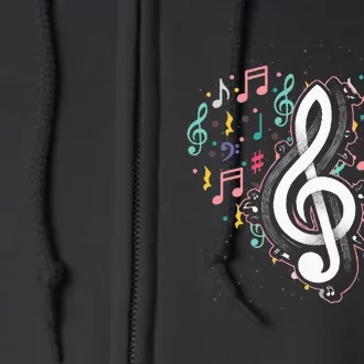 Music Lover Treble Clef Heart Music Notes Musician Music Full Zip Hoodie