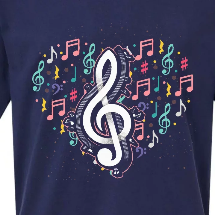 Music Lover Treble Clef Heart Music Notes Musician Music Sueded Cloud Jersey T-Shirt