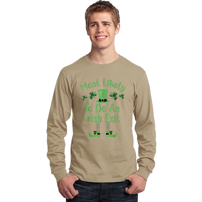 Most Likely To Do An Irish Exit Retro St Patricks Day Long Sleeve Shirt