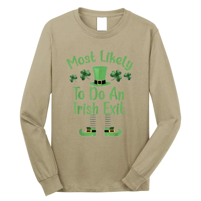 Most Likely To Do An Irish Exit Retro St Patricks Day Long Sleeve Shirt