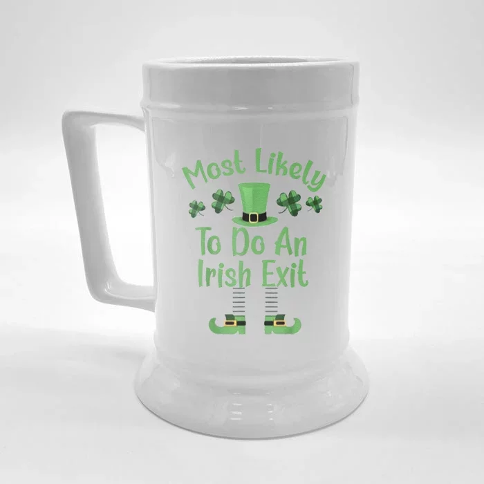 Most Likely To Do An Irish Exit Retro St Patricks Day Front & Back Beer Stein