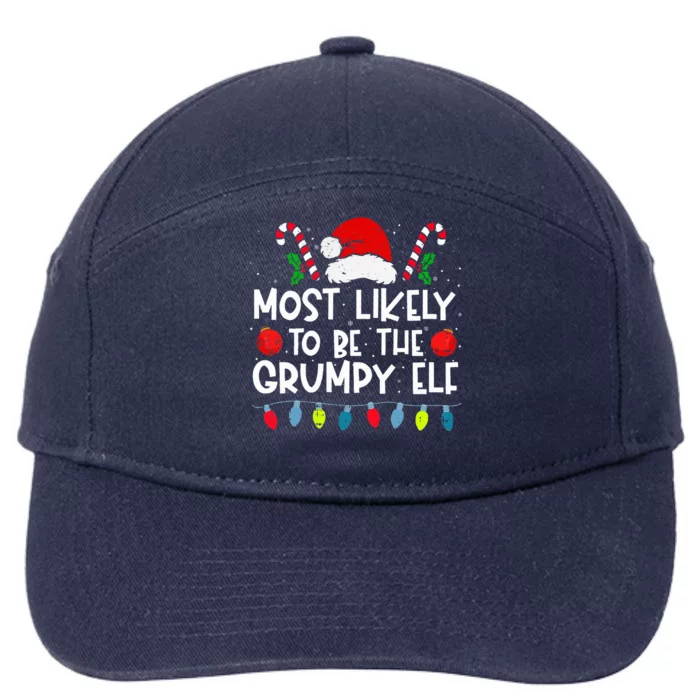 Most Likely To Be The Grumpy Elf Family Crew Christmas 7-Panel Snapback Hat