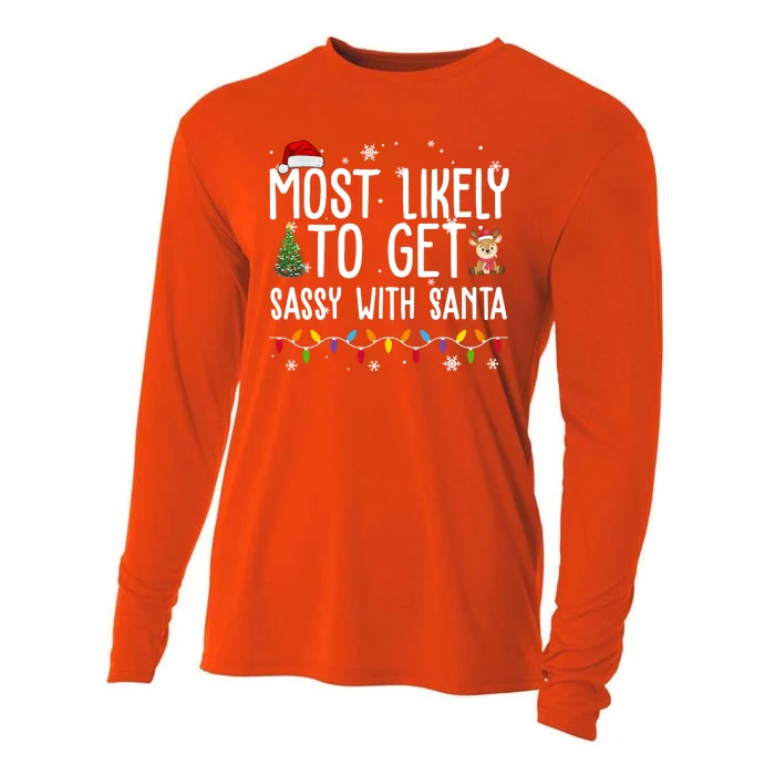 Most Likely To Get Sassy With Santa Funny Christmas Cooling Performance Long Sleeve Crew