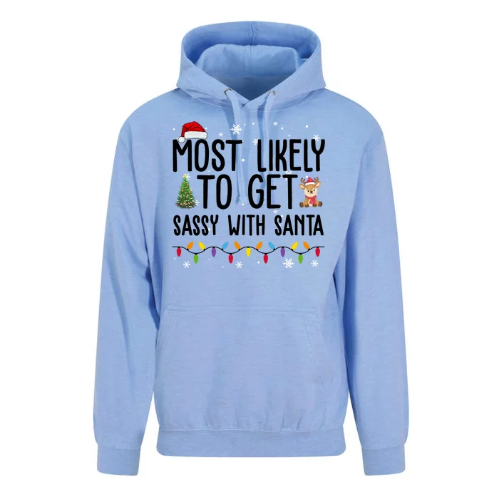 Most Likely To Get Sassy With Santa Funny Christmas Unisex Surf Hoodie