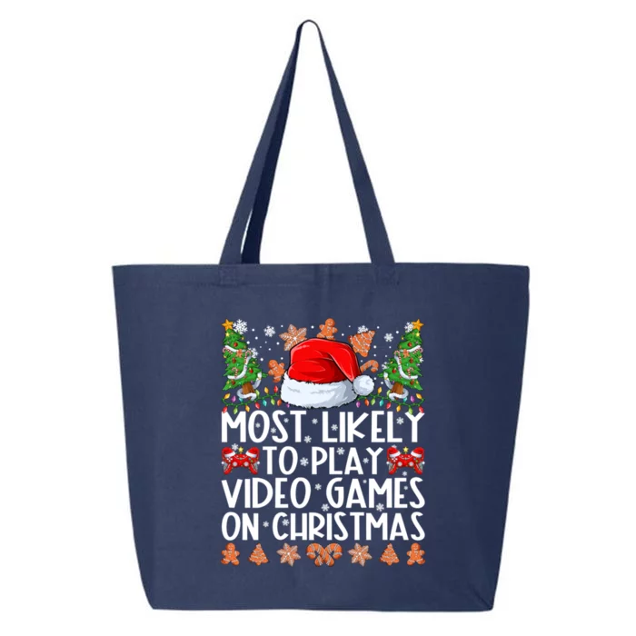 Most Likely To Play Video Games On Christmas Family Pajamas Gift 25L Jumbo Tote