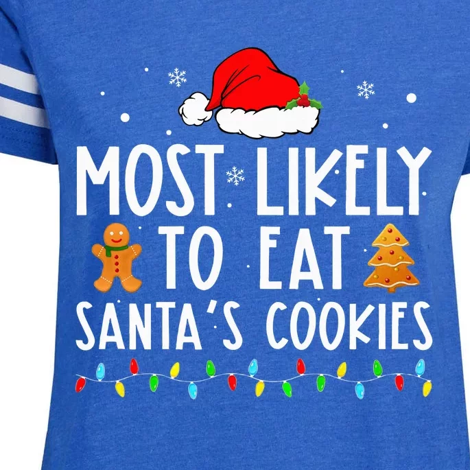 Most Likely To Eat Santas Cookies Xmas Family Christmas Enza Ladies Jersey Football T-Shirt