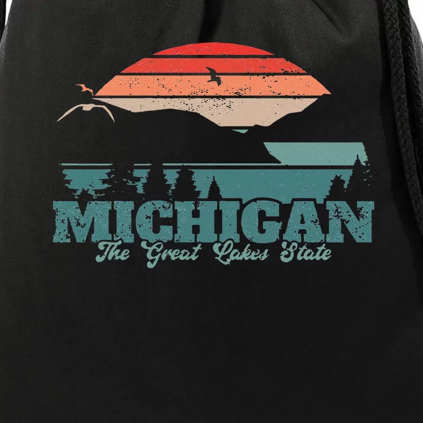 Michigan Lake The Great Lakes State Proud Michigander Drawstring Bag