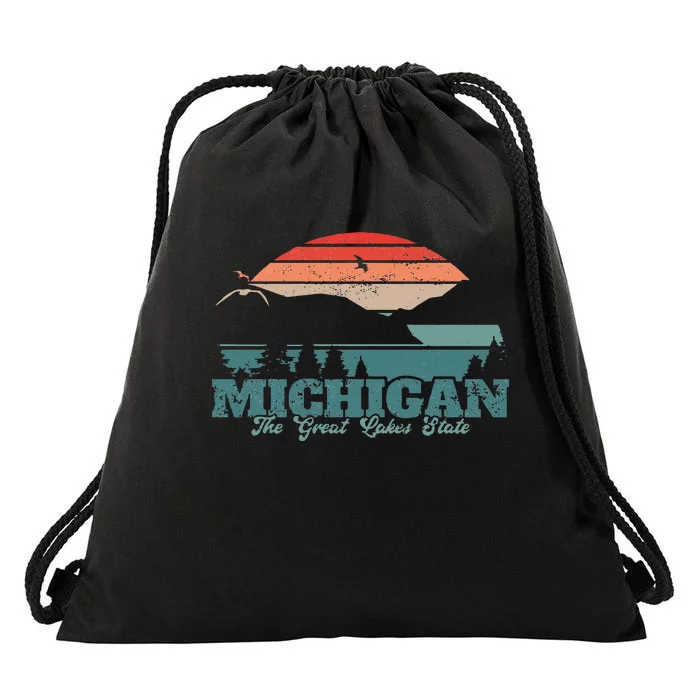 Michigan Lake The Great Lakes State Proud Michigander Drawstring Bag