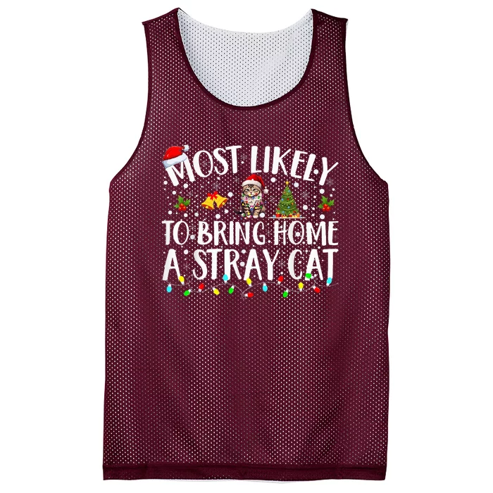 Most Likely To Bring Home A Stray Cat Matching Christmas Mesh Reversible Basketball Jersey Tank