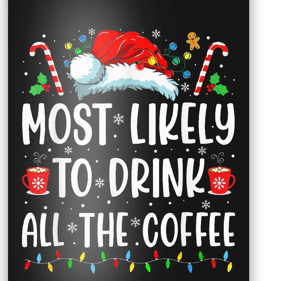 Most Likely To Drink All The Coffee Funny Family Christmas Poster