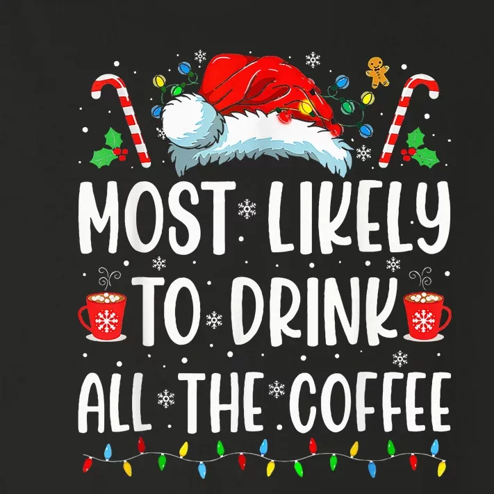 Most Likely To Drink All The Coffee Funny Family Christmas Toddler Long Sleeve Shirt