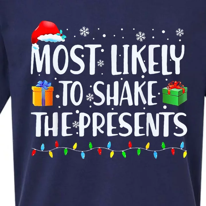 Most Likely To Shake The Presents xmas Family Matching Sueded Cloud Jersey T-Shirt